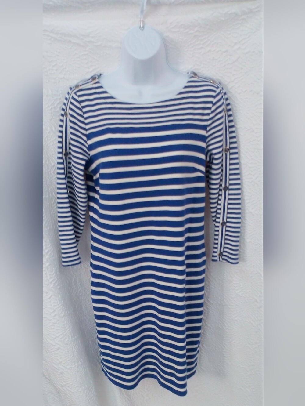 Talbots Blue and White Striped Boatneck Top